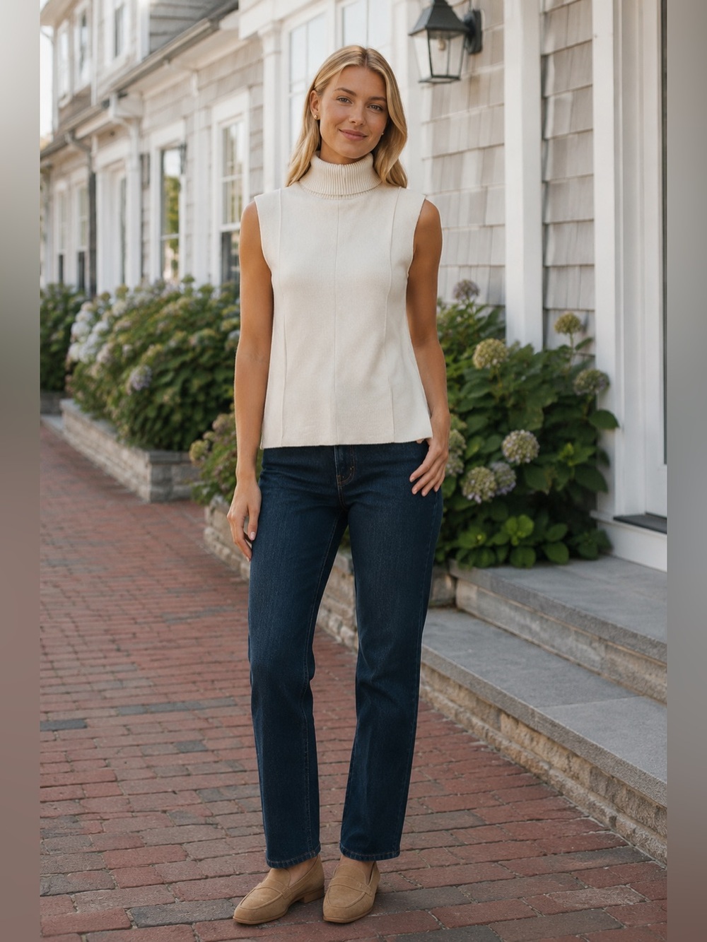 ZARA Soft Touch Ecru Sleeveless Turtleneck Sweater Top Small NWT
